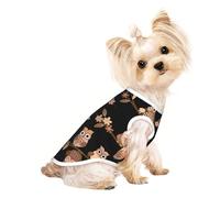 L Pet Breathable Sleeveless T-Shirt - Soft Cute Brown Cartoon Owls Print Stretchy Vest for Dogs & Cats, Lightweight Tank Top