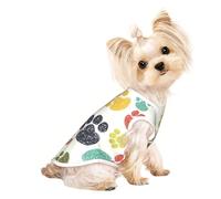 L Pet Breathable Sleeveless T-Shirt - Soft Cute Colorful Dog Paw Print Stretchy Vest for Dogs & Cats, Lightweight Tank Top