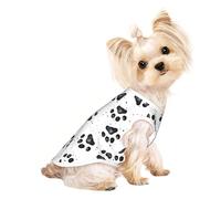 L Pet Breathable Sleeveless T-Shirt - Soft Dog Paw Pattern Print Stretchy Vest for Dogs & Cats, Lightweight Tank Top