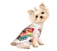 L Pet Breathable Sleeveless T-Shirt - Soft Embroidery Colorful Butterfly Print Stretchy Vest for Small Medium Dogs & Cats