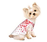 L Pet Breathable Sleeveless T-Shirt - Soft Falling Red Hearts Print Stretchy Vest for Dogs & Cats, Lightweight Tank Top