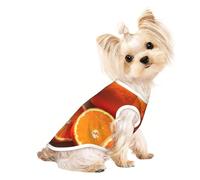 L Pet Breathable Sleeveless T-Shirt - Soft Fresh Orange Fruit Print Stretchy Vest for Small Medium Dogs & Cats