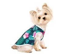 L Pet Breathable Sleeveless T-Shirt - Soft Hawaii Pink Flower Print Stretchy Vest for Dogs & Cats, Lightweight Tank Top