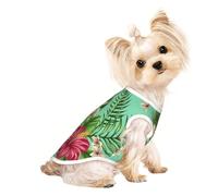 L Pet Breathable Sleeveless T-Shirt - Soft Hawaiian Tropical Leaves Flowers Print Stretchy Vest for Dogs & Cats, Lightweight Tank Top