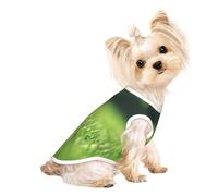L Pet Breathable Sleeveless T-Shirt - Soft HD Green Nature Print Stretchy Vest for Dogs & Cats, Lightweight Tank Top
