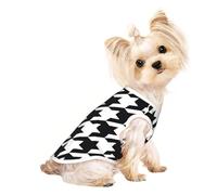 L Pet Breathable Sleeveless T-Shirt - Soft Houndstooth Black Print Stretchy Vest for Dogs & Cats, Lightweight Tank Top