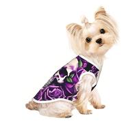 L Pet Breathable Sleeveless T-Shirt - Soft many Purple Rose Skull Print Stretchy Vest for Small Medium Dogs & Cats