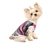 L Pet Breathable Sleeveless T-Shirt - Soft Pink Abstract Marble Gray Artistic Print Stretchy Vest for Dogs & Cats, Lightweight Tank Top
