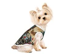 L Pet Breathable Sleeveless T-Shirt - Soft sugar skulls butterfly Print Stretchy Vest for Small Medium Dogs & Cats