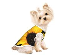L Pet Breathable Sleeveless Wild Flower Sunflower Print T-Shirt - Small to Medium Cats, Puppy, Yorkie, Dachshund, French Bulldog