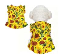 L Pet Dog Breathable Beautiful Sunflower Print Sleeveless T-Shirt