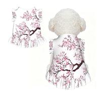 L Pet Dog Breathable Cherry Blossoms Tree Print Sleeveless T-Shirt