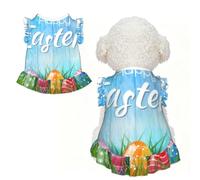 L Pet Dog Breathable Easter Egg Bunny Grass Wooden Print Sleeveless T-Shirt | Small Medium Cats Puppy Chihuahua Yorkie Dachshund French Bulldog - Lightweight Tank Top Dog Shirt Soft Stretchy Vest