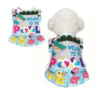 L Pet Dog Breathable Flamingo and swimming pool Print Sleeveless T-Shirt | Small Medium Cats Puppy Chihuahua Yorkie Dachshund French Bulldog - Lightweight Tank Top Dog Shirt Soft Stretchy Vest
