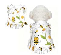 L Pet Dog Breathable Flying Bees Daisy Honey Print Sleeveless T-Shirt