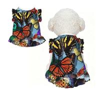 L Pet Dog Breathable Hand drawn color butterfly Print Sleeveless T-Shirt | Small Medium Cats Puppy Chihuahua Yorkie Dachshund French Bulldog - Lightweight Tank Top Dog Shirt Soft Stretchy Vest