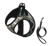 L Pet Leash Vest Dog Harness – Small Sized Elephants Art Print Leash Set with Buckle, Canine Companion Outdoor dog walking