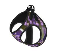L Pet Leash Vest Dog Harness – Small Sized Lavender Flower s Print Leash Set with Buckle, Canine Companion Outdoor dog walking