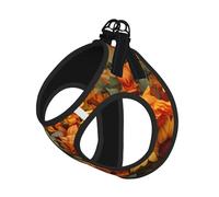 L Pet Leash Vest Dog Harness – Small Sized Spring Sunflowers Retro Flowers Print Leash Set with Buckle, Canine Companion Outdoor dog walking
