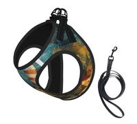 L Pet Leash Vest Dog Harness â€“ Small Sized The Seaside Lighthouse Print Leash Set with Buckle, Canine Companion Outdoor dog walking