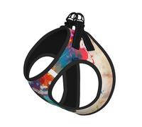 L Pet Leash Vest & Dog Harness - Small Sized Abstract World Map Print Leash Set, Reflective, Adjustable for Cats & Dogs