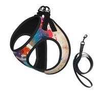 L Pet Leash Vest & Dog Harness - Small Sized Abstract World Map Print Leash Set, Reflective, Adjustable for Cats & Dogs