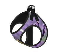 L Pet Leash Vest & Dog Harness - Small Sized Bird in Purple Lavender Floral Flowers Print Leash Set with Buckle, Canine Companion Outdoor Travel
