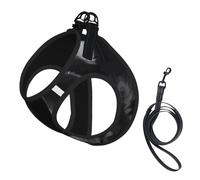 L Pet Leash Vest Dog Harness - Small Sized, Black Labrador Puppy Print Adjustable for Outdoor Travel and Walking