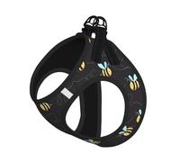 L Pet Leash Vest & Dog Harness - Small Sized Bumble Bees Print Leash Set, Reflective, Adjustable for Cats & Dogs