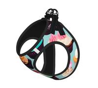 L Pet Leash Vest & Dog Harness - Small Sized Colorful Cupcakes Print Leash Set with Buckle, Canine Companion Outdoor Travel