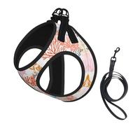 L Pet Leash Vest & Dog Harness - Small Sized Coral Reef Print Leash Set, Reflective, Adjustable for Cats & Dogs