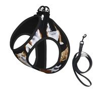 L Pet Leash Vest Dog Harness - Small Sized, English Bulldogs Print Adjustable for Outdoor Travel and Walking