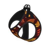 L Pet Leash Vest & Dog Harness - Small Sized Fall Autumn Leaves Print Leash Set, Reflective, Adjustable for Cats & Dogs