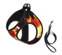 L Pet Leash Vest Dog Harness - Small Sized, Fired Up Basketball Print Adjustable for Outdoor Travel and Walking