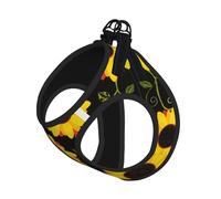 L Pet Leash Vest & Dog Harness - Small Sized Floral Sunflower Print Leash Set with Buckle, Canine Companion Outdoor Travel