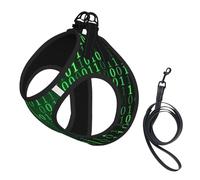 L Pet Leash Vest & Dog Harness - Small Sized hacker era Print Leash Set, Reflective, Adjustable for Cats & Dogs