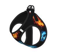 L Pet Leash Vest Dog Harness - Small Sized, Ice and Fire Boxing Print Adjustable for Outdoor Travel and Walking