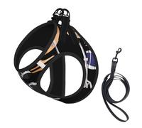 L Pet Leash Vest Dog Harness - Small Sized, Jazz drum Print Adjustable for Outdoor Travel and Walking