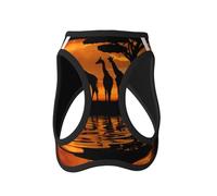 L Pet Leash Vest Dog Harness - Small Sized Leash Set, Africa Giraffe Majestic Tree Print Puppy Breathable Mesh for Canine Companions