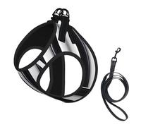L Pet Leash Vest Dog Harness - Small Sized Leash Set, Black & White Stripe Print Puppy Breathable Mesh for Canine Companions