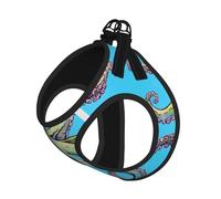 L Pet Leash Vest Dog Harness - Small Sized, Octopus Design Print Adjustable for Outdoor Travel and Walking