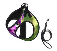 L Pet Leash Vest & Dog Harness - Small Sized Purple Butterfly Print Leash Set with Buckle, Canine Companion Outdoor Travel