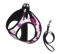 L Pet Leash Vest & Dog Harness - Small Sized purple Poodle Polka Dot Print Leash Set, Reflective, Adjustable for Cats & Dogs