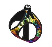 L Pet Leash Vest Dog Harness - Small Sized, Rainbow Rose Print Adjustable for Outdoor Travel and Walking
