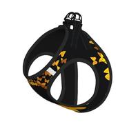 L Pet Leash Vest Dog Harness - Small Sized, Sunflower Floral Butterflies Art Print Adjustable for Outdoor Travel and Walking