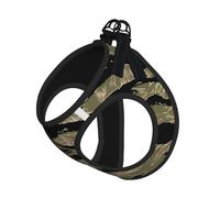 L Pet Leash Vest & Dog Harness - Small Sized Tiger Stripe Camo Print Leash Set, Reflective, Adjustable for Cats & Dogs