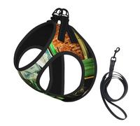 L Pet Leash Vest Dog Harness - Small Sized, Tractor Theme Print Adjustable for Outdoor Travel and Walking
