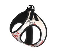 L Pet Leash Vest & Dog Harness - Small Sized Valentine's Day Bike Tree Red Heart Cycle Print Leash Set, Reflective, Adjustable for Cats & Dogs