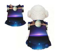 L Pet Sleeveless Cosmic Saturn Print T-Shirt for Dogs