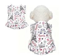 L Pet Sleeveless Eiffel Tower Print T-Shirt Skirt Clothes